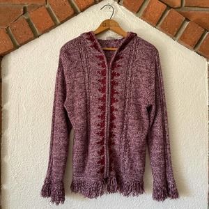 Y2K Pink and Magenta trendy fringe knit jacket by Girl Star clothing company